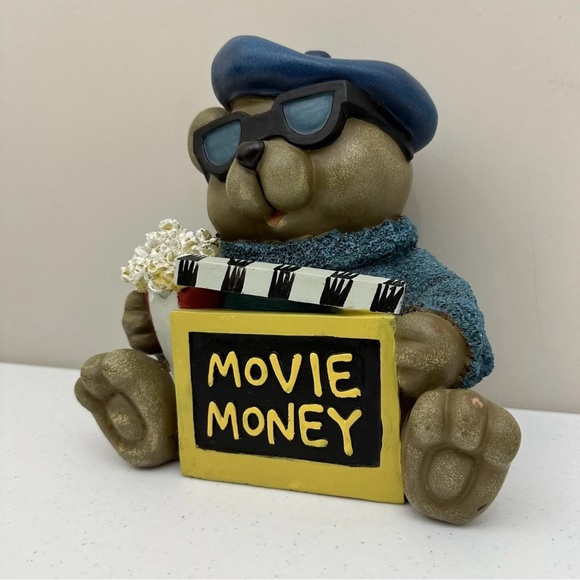 Cinematic Movie Bear Molded Vinyl Coin Bank Piggy Bank Theater Room Kitsch Decor - Picture 3 of 12
